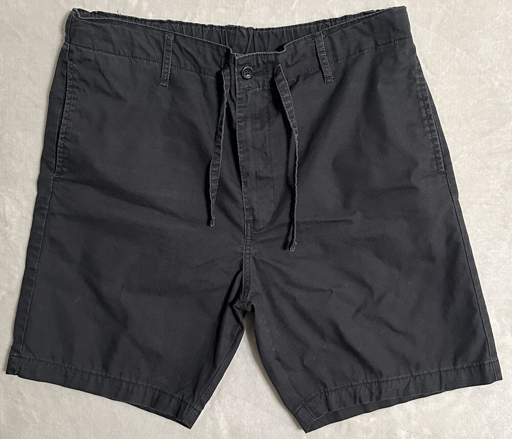 Levi's Men's Large Black Drawstring Flat Front Chino Casual Shorts Cotton
